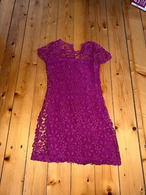 Hollister Magenta Crochet Floral Mini Dress